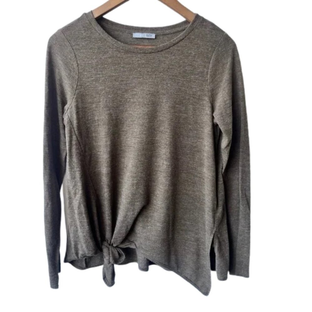 ZARA Brown Long Sleeve Knit Sweater with Tie Side Detail Women’s Medium